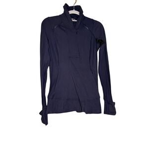 Lululemon Half Zip Navy Striped Athletic Workout Runningg Yoga Sweatshirt Top‎